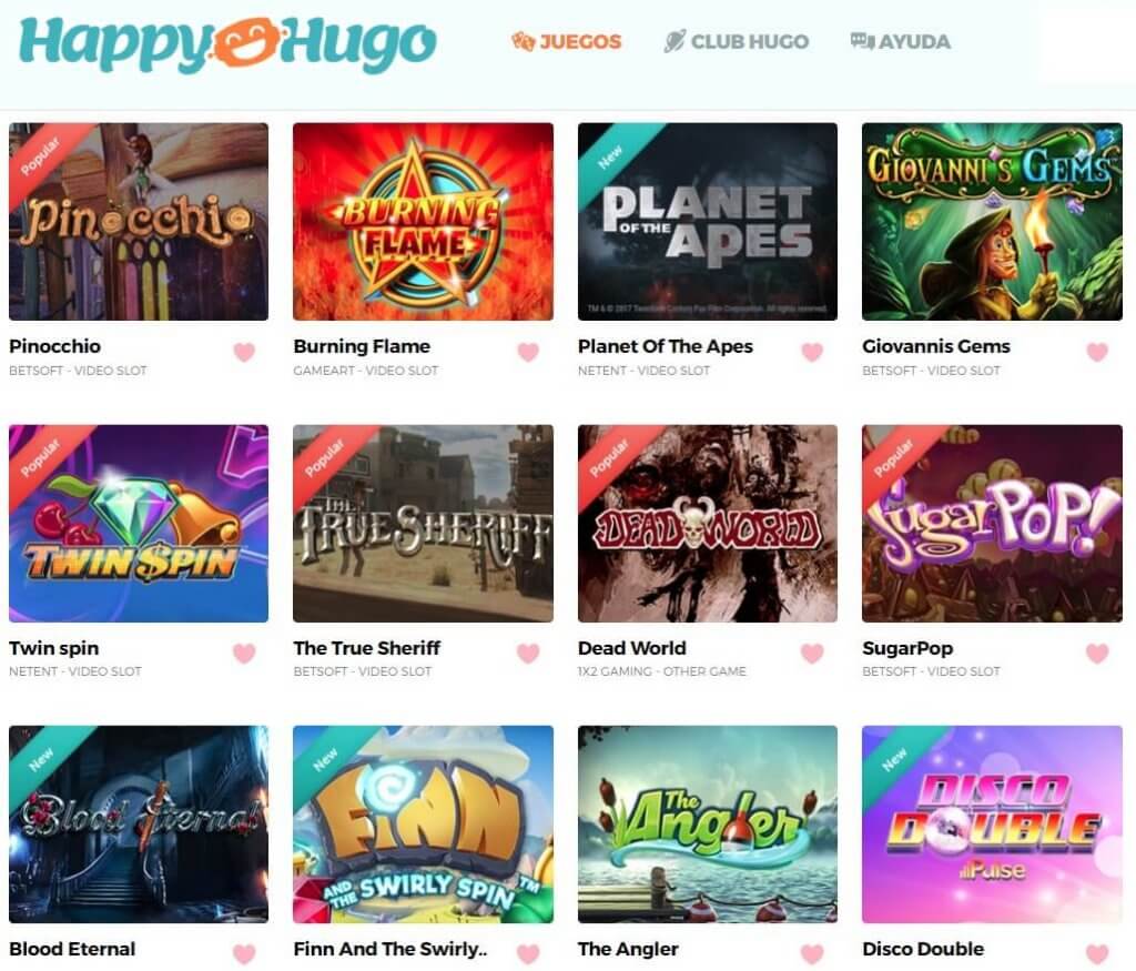 happy hugo juegos y tragaperras