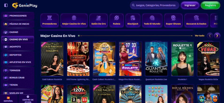 Casino en vivo de GeniePlay