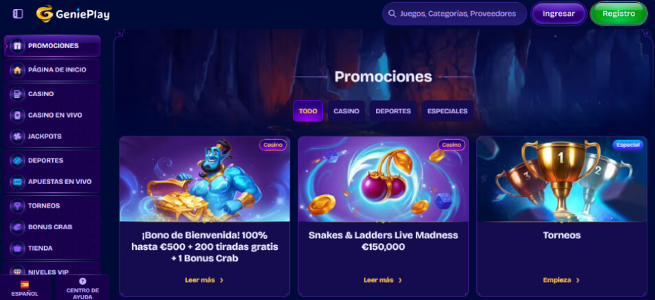 Promociones del casino GeniePlay