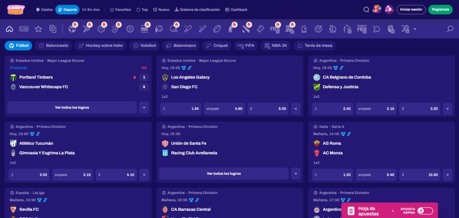 Apuestas deportivas de Candy Spinz