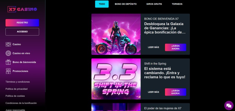 Promociones del casino x7